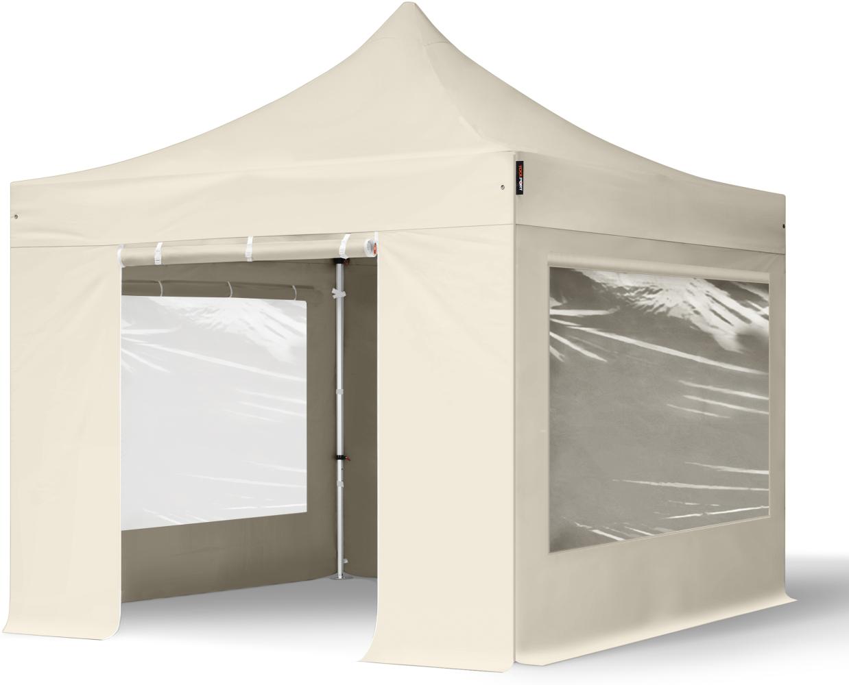 3x3 m Faltpavillon PROFESSIONAL Alu 40mm, Seitenteile mit Panoramafenstern, creme Bild 1