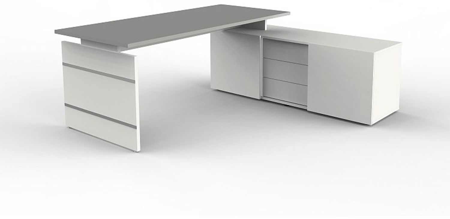 Form 4 Komplettarbeitsplatz, Eckkombination aus Schreibtisch und Sideboard, Weiß / Graphit Bild 1