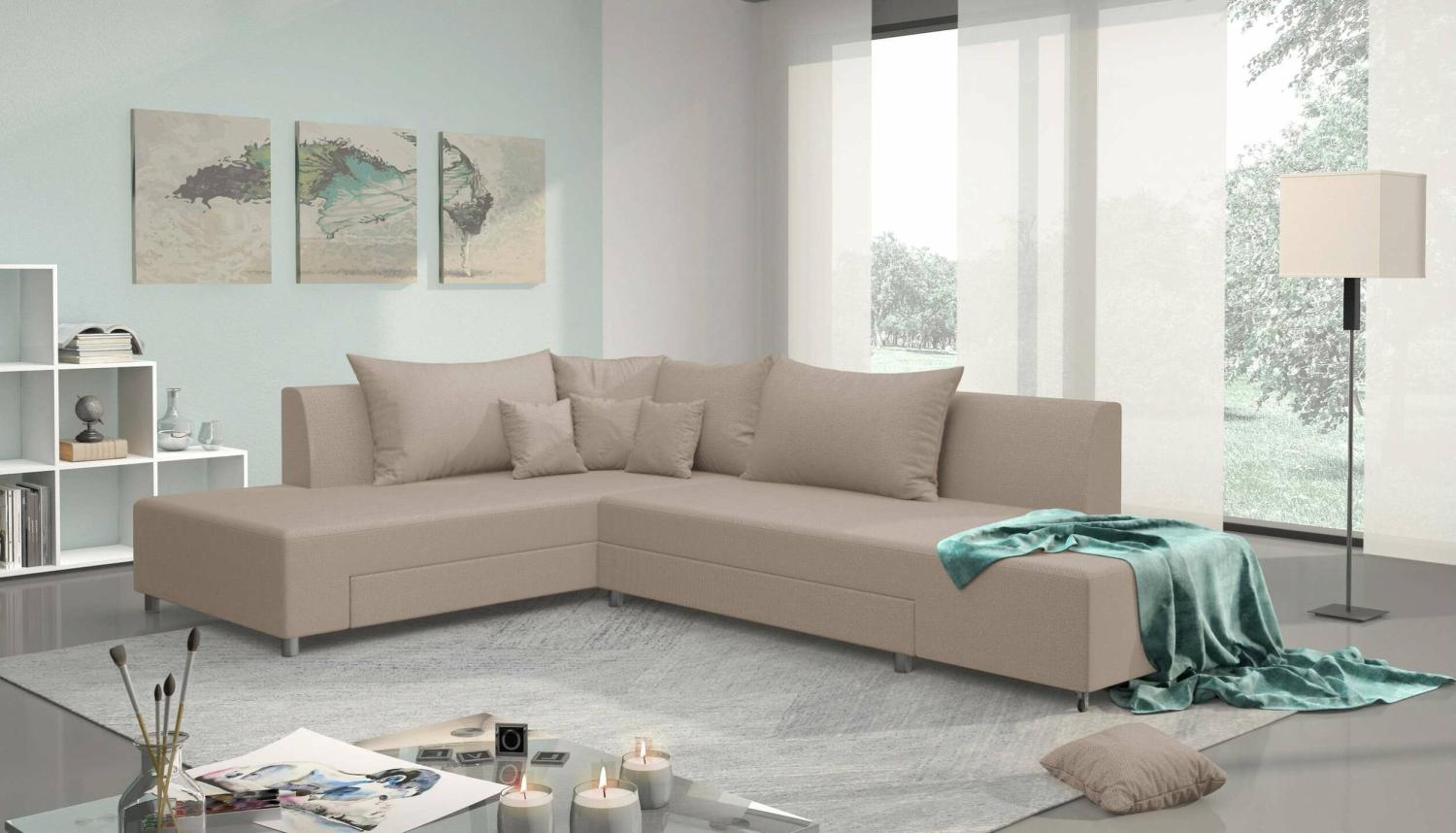Stylefy Livia Ecksofa Hellbraun Strukturstoff Bild 1