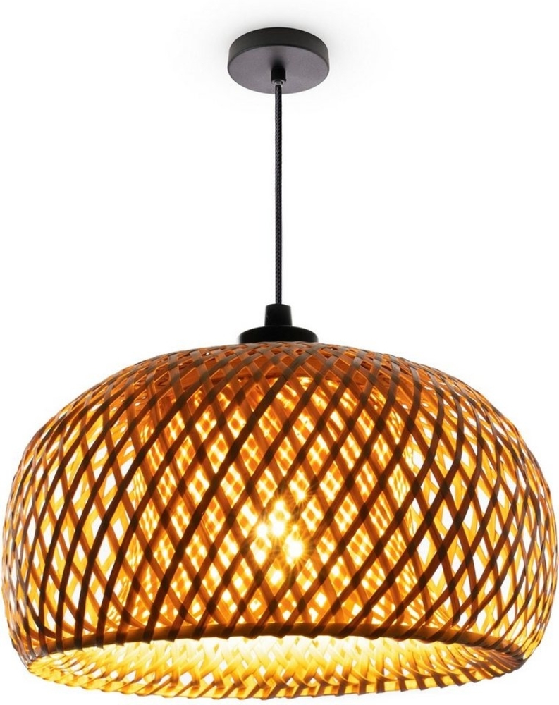 Paco Home Pendelleuchte PESA, ohne Leuchtmittel, Bambus Boho Hängeleuchte Rattan Optik Korblampen Esszimmerlampe Bild 1