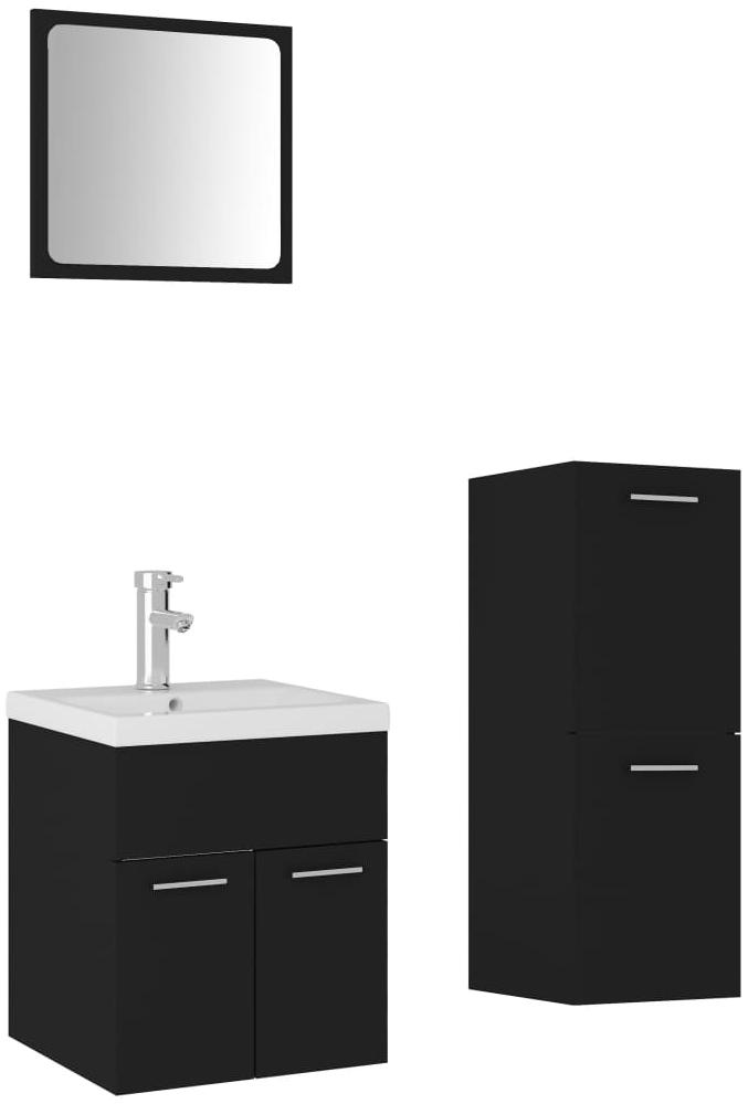 vidaXL Badmöbel-Set Schwarz Holzwerkstoff 3071442 Bild 1