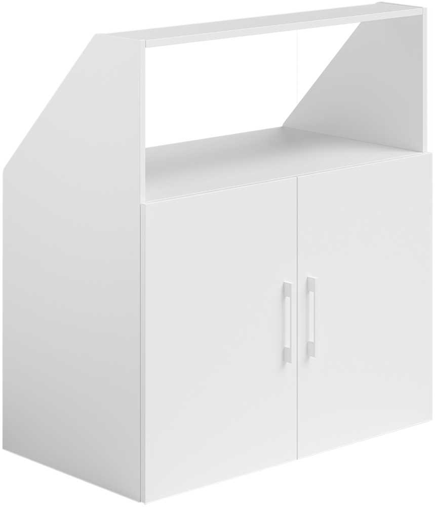 Bellamio 'Aland' Dachschrägenregal mit Türen und offenem Fach, weiß, 100x52x90 cm, Schrank für Dachschräge mit 3 Fächern Bild 1