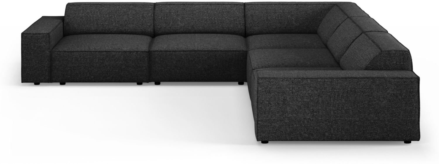 Micadoni Symmetrisches Ecksofa Jodie 6-Sitzer Chenille Schwarz Bild 1