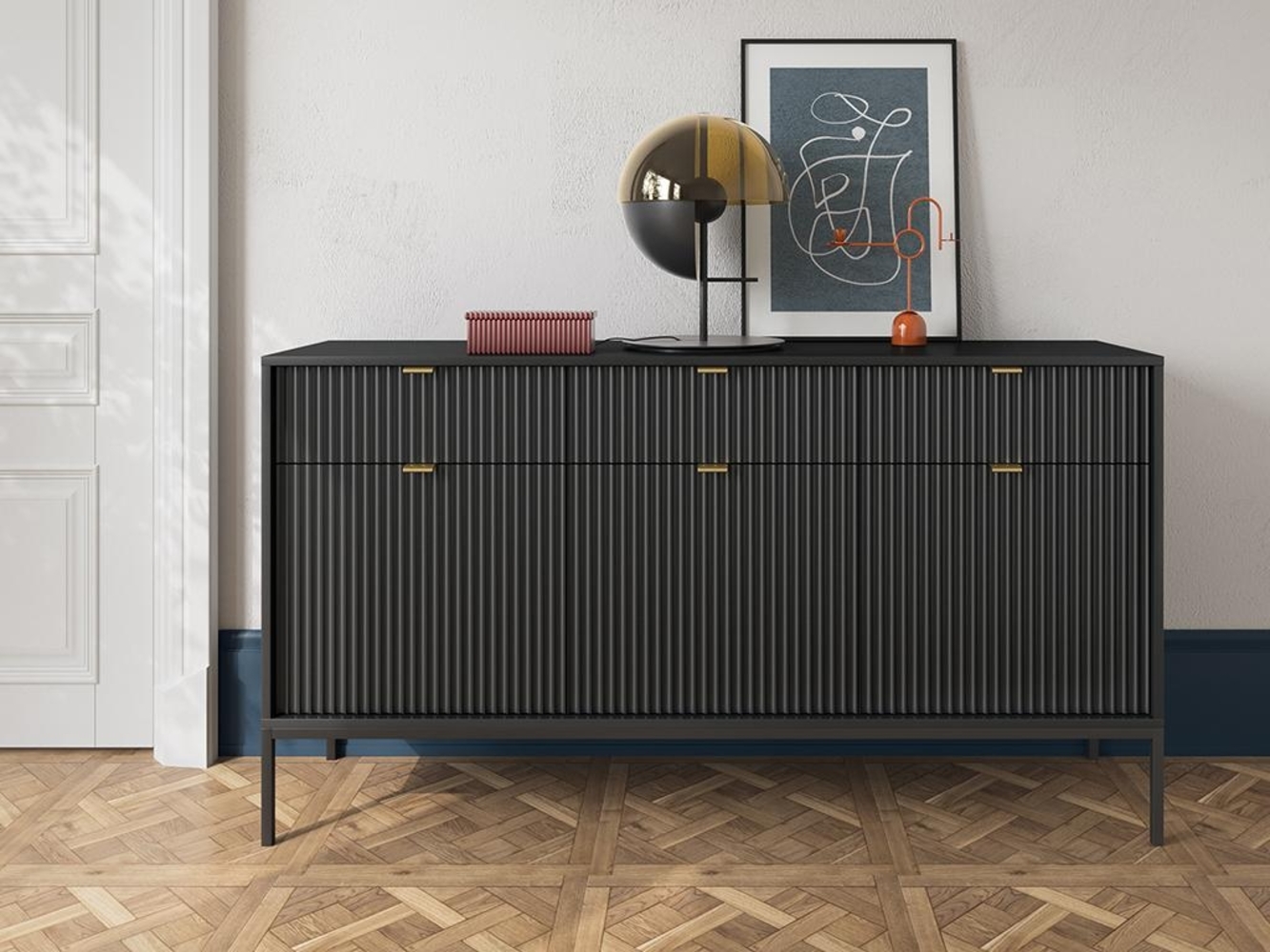 Vente-unique - Sideboard mit 3 Türen & 3 Schubladen - Schwarz - LIOUBA von Pascal MORABITO Bild 1