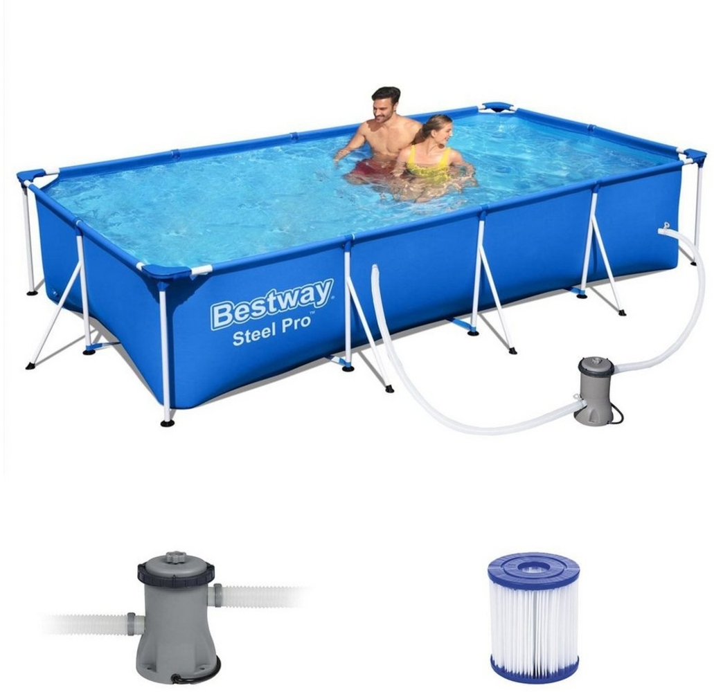 Bestway Steel Pro Pool Swimmingpool Set Filterpumpe Kartusche 400 x 211 x 81 cm Bild 1