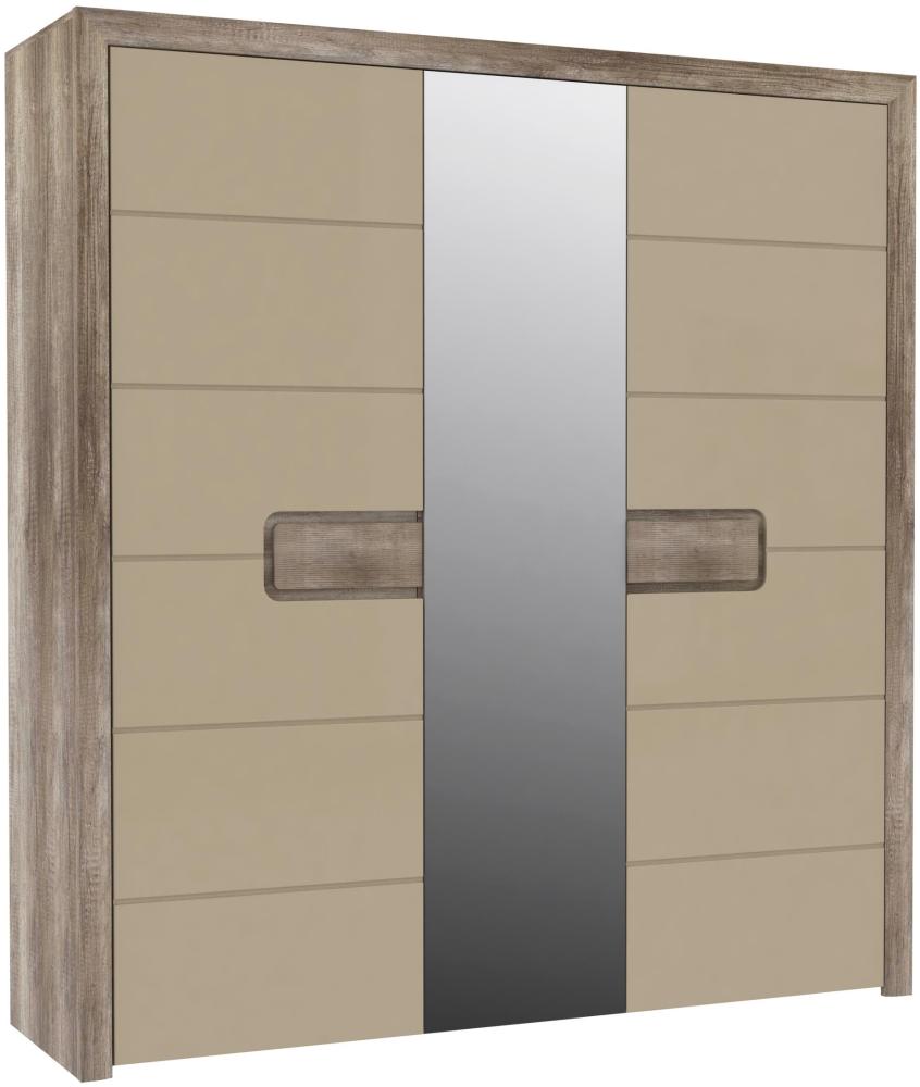 FORTE Tiziano Kleiderschrank, Holzwerkstoff, Braun/Beige, 203,4 x 218,9 x 60,2 cm Bild 1