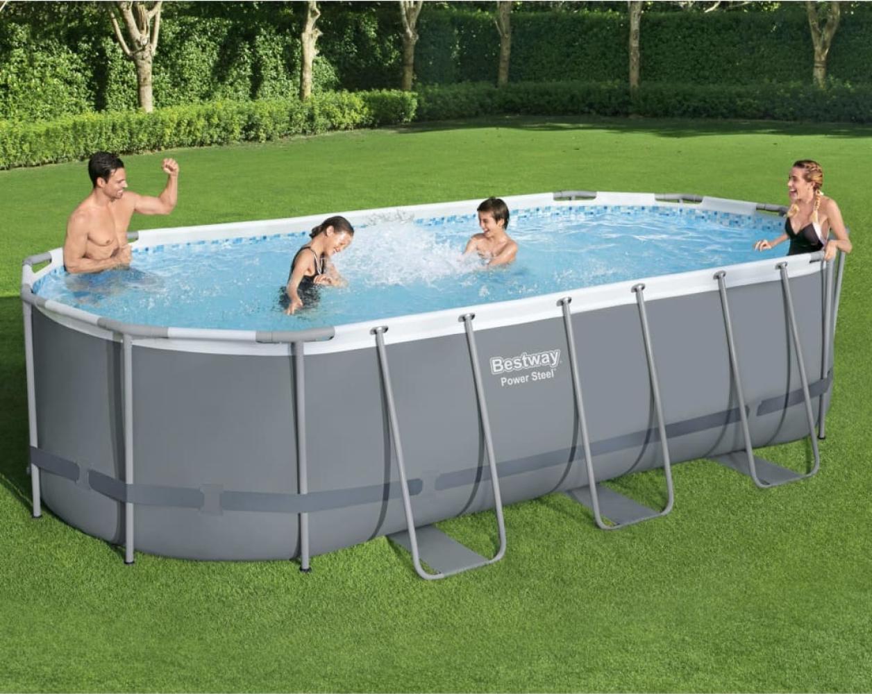 Bestway Power Steel Aufstellpool Oval 549x274x122 cm 92826 Bild 1