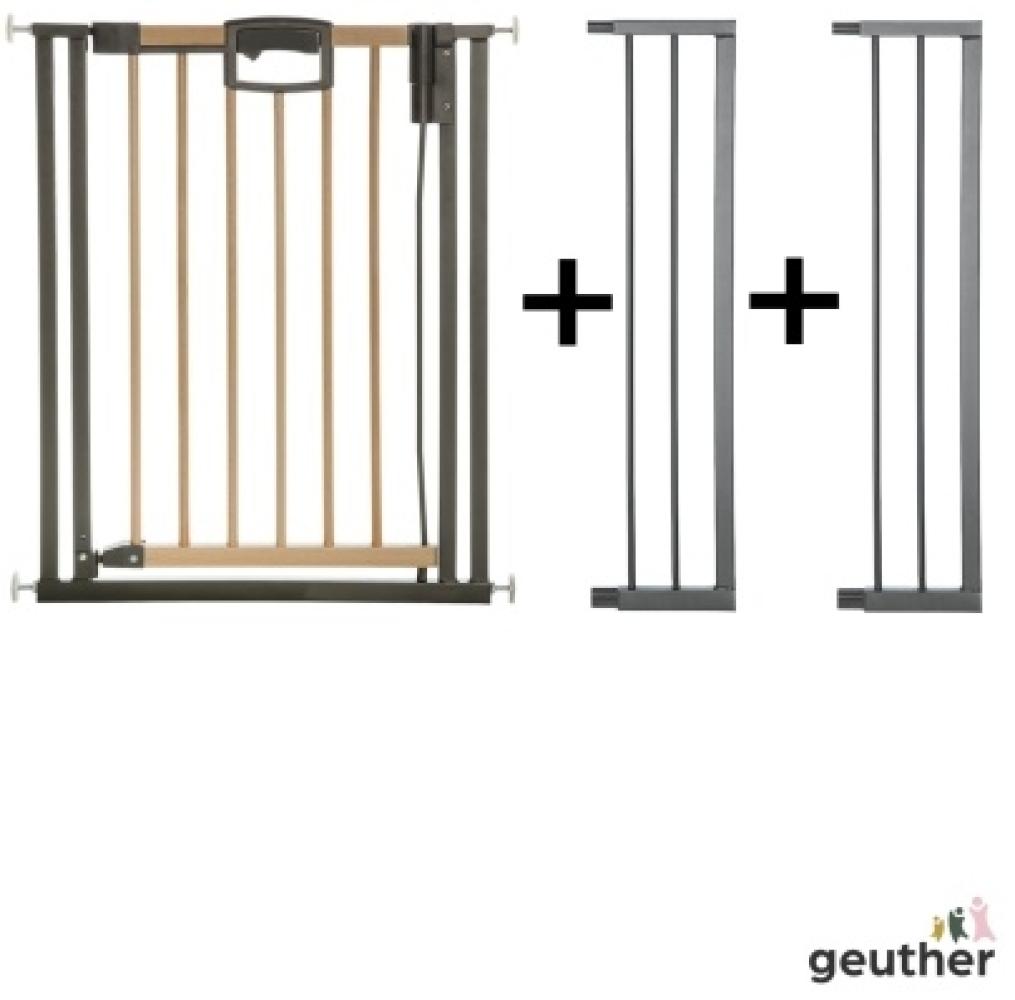 Geuther Türschutzgitter 'Easylock Plus' zum Klemmen für Öffnungen, Holz/ Metall, Natur/ Schwarz, 112,5 cm - 120,5 cm Bild 1