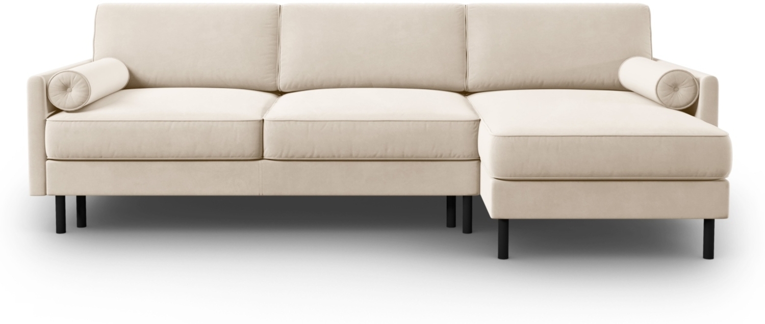 Micadoni Ecksofa Scott 5-Sitzer Samt Helles Beige Rechts 140x200 Bild 1