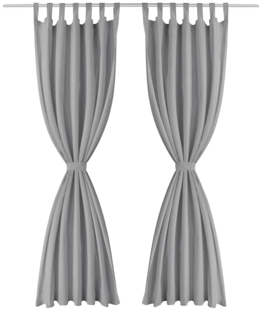 vidaXL Vorhänge aus Mikro-Satin 2 Stk. mit Schlaufen 140×225 cm Grau 132214 Bild 1