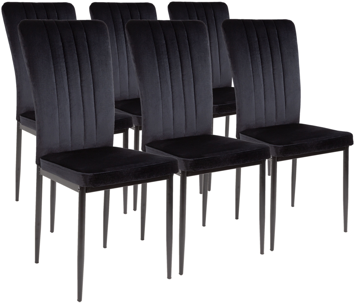 Albatros Esszimmerstühle mit Samt-Bezug 6er Set MODENA, Schwarz - Stilvolles Vintage Design, Eleganter Polsterstuhl am Esstisch - Küchenstuhl oder Stuhl Esszimmer mit hoher Belastbarkeit Bild 1