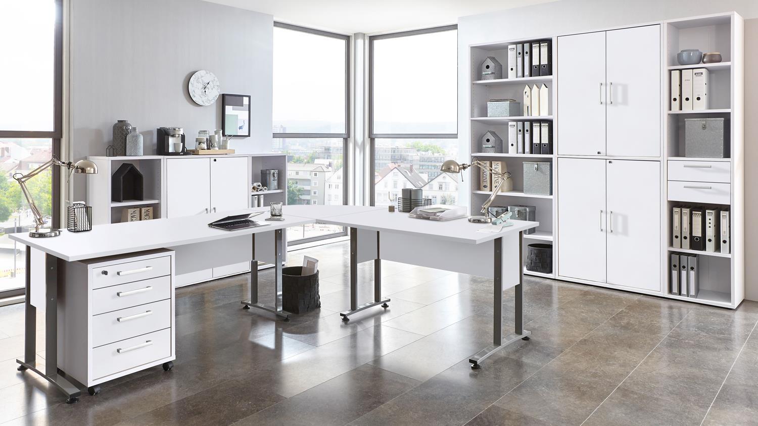 Arbeitszimmer CALVIA Büro Komplettset in weiß Bild 1