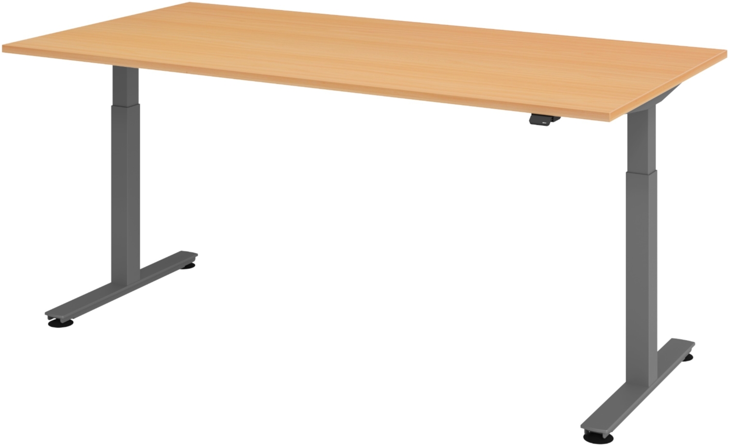 bümö elektrisch höhenverstellbarer Schreibtisch Buche 200x100 cm, Gestell: Graphit - Büroschreibtisch höhenverstellbar elektrisch, elektrischer Bürotisch & Gaming Tisch, Stehschreibtisch, XMST-2E-6-G Bild 1