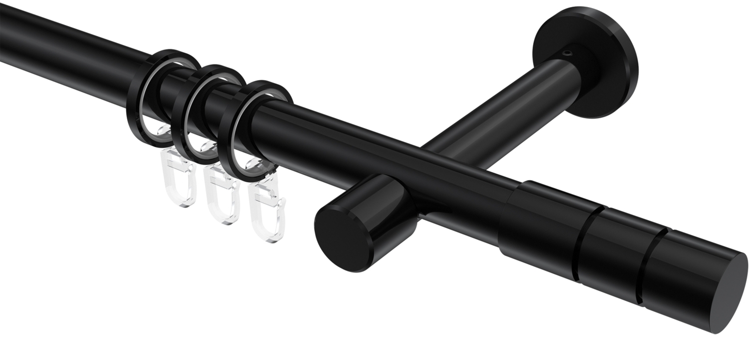 Gardinenstangen-Set Prestige Elanto 480 cm (geteilt in 3 x 160 cm), 1-läufig, 20 mm Ø Schwarz Bild 1