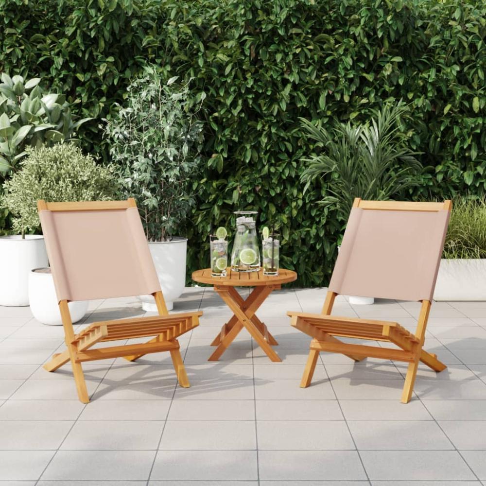 vidaXL Gartenstühle 2 Stk. Taupe Massivholz Akazie & Stoff 367692 Bild 1