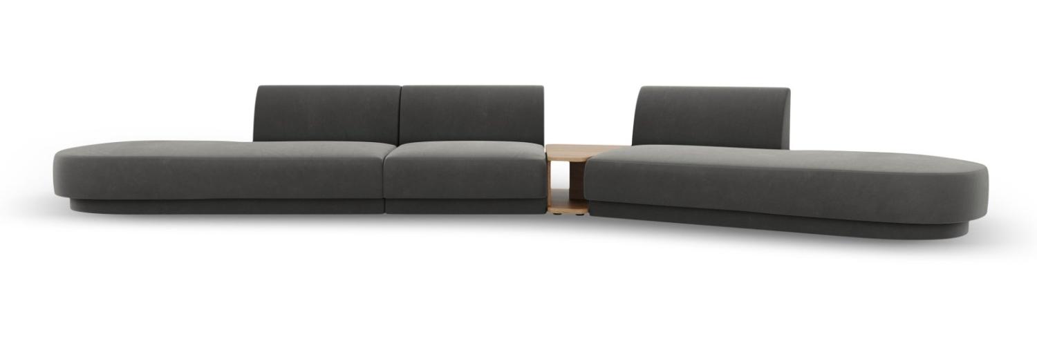 Micadoni Modulares Sofa Miley 5-Sitzer ohne Armlehnen Rechts Samtstoff Hellgrau Bild 1