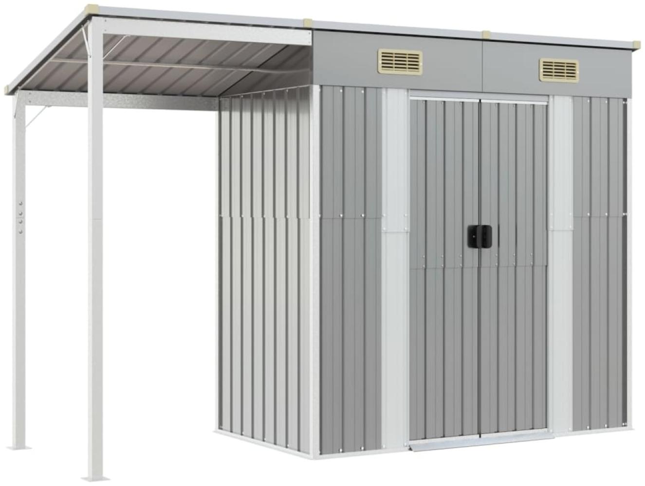vidaXL Gartenhaus mit Schleppdach Hellgrau 277x107x181 cm Stahl 364525 Bild 1