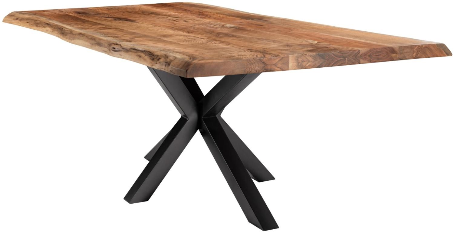 Baumkantentisch Bari - 200x100 cm - Akazienholz - Gestell Kreuz-Form Bild 1