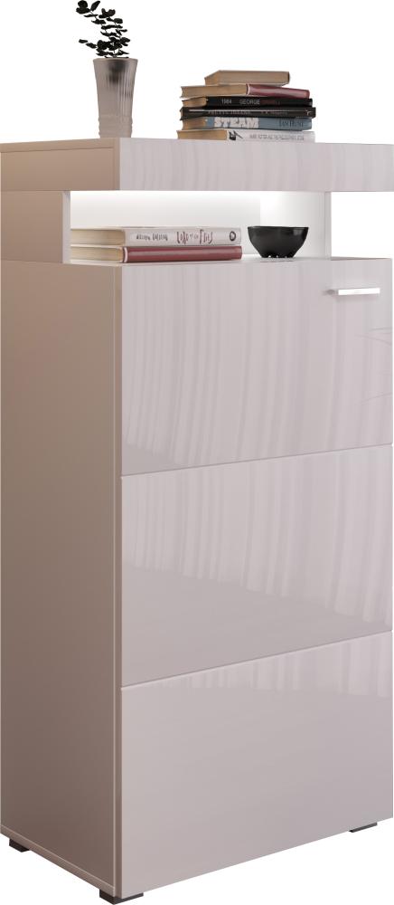 Domando Standvitrine Mondello M3 Modern für Wohnzimmer Breite 60cm, Hochglanz, LED Beleuchtung in weiß, Chromgriffe in Weiß Matt und Weiß Hochglanz Bild 1