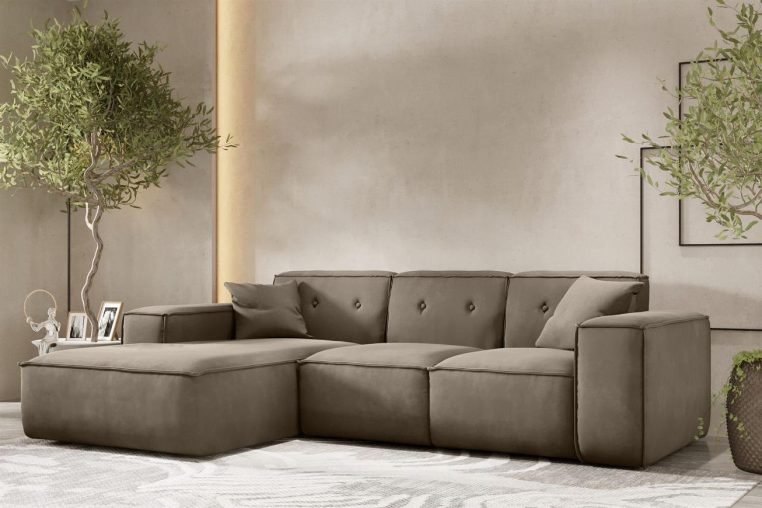 Ecksofa Designersofa CESINA Stoff Opera Velvet Taupe Ottomane Links Bild 1