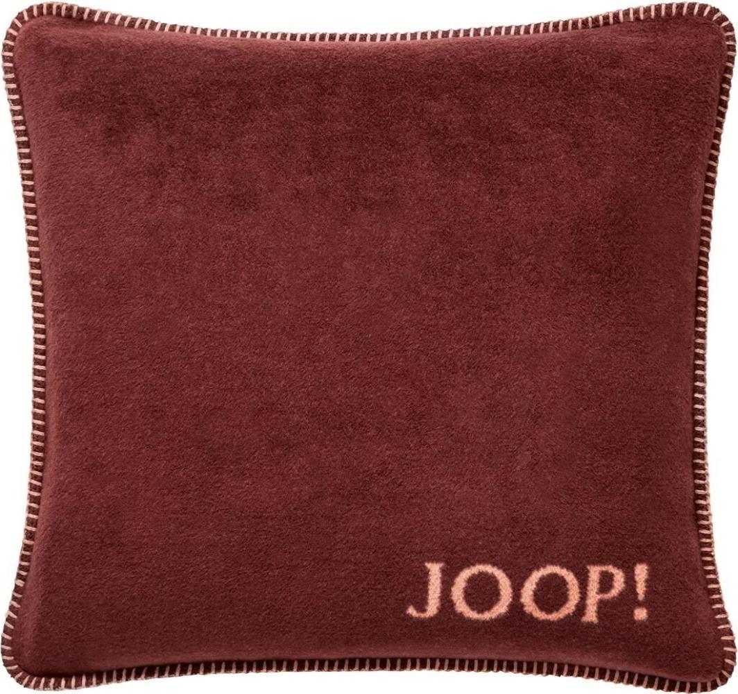 JOOP Uni Kissen Doubleface | 50x50 cm Dekokissen gefüllt | Bordeaux-Orange Bild 1