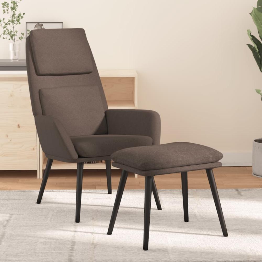 Relaxsessel mit Hocker Taupe Stoff, Drehbar [3097777] Bild 1