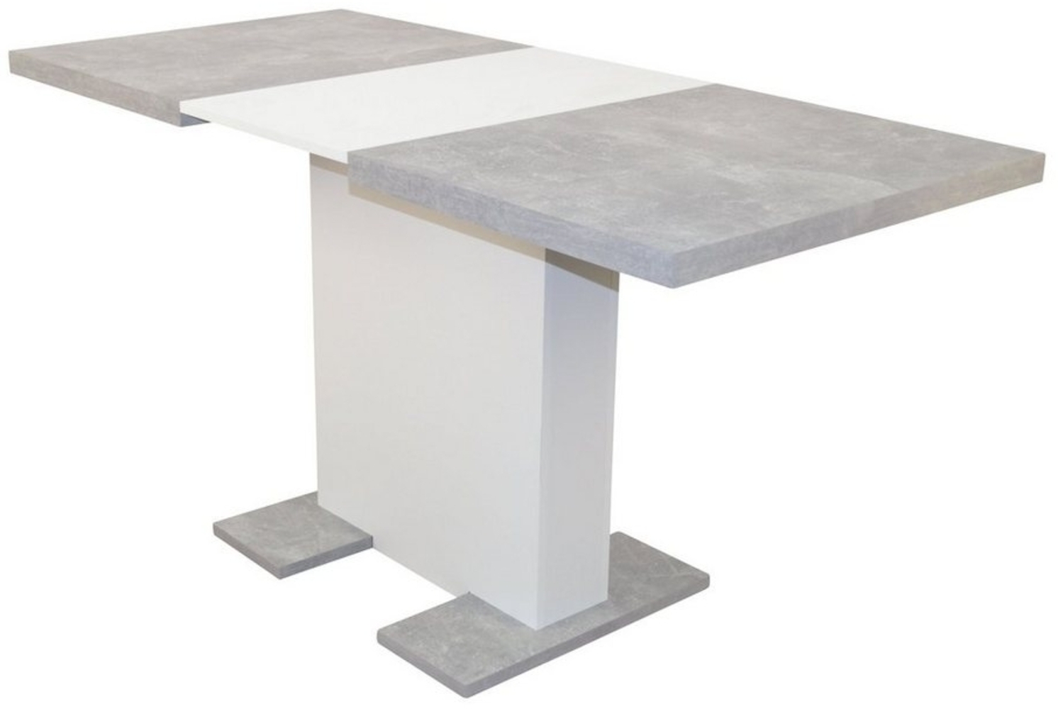 Säulentisch "Sandra" ausziehbar, Betonoptik, grau/weiß Bild 1