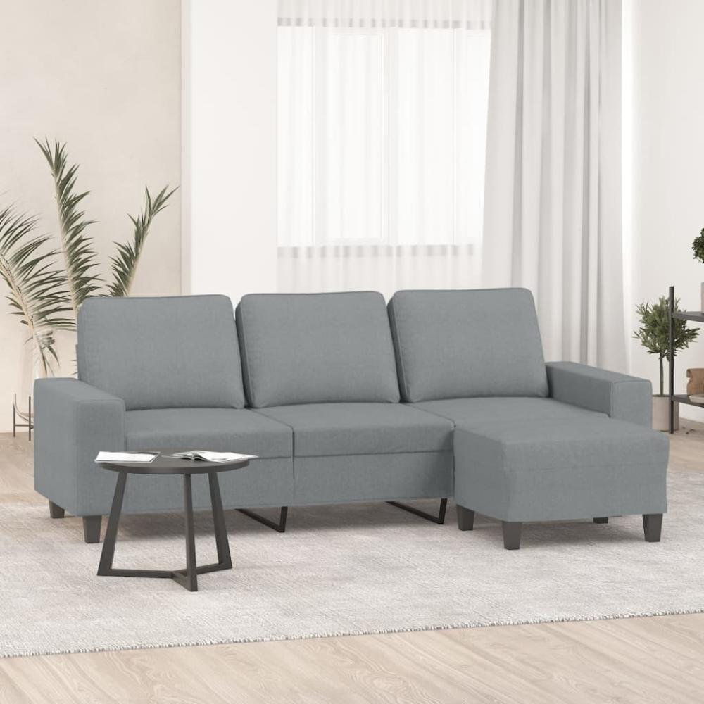 vidaXL 3-Sitzer-Sofa mit Hocker Hellgrau 180 cm Stoff 3201151 Bild 1