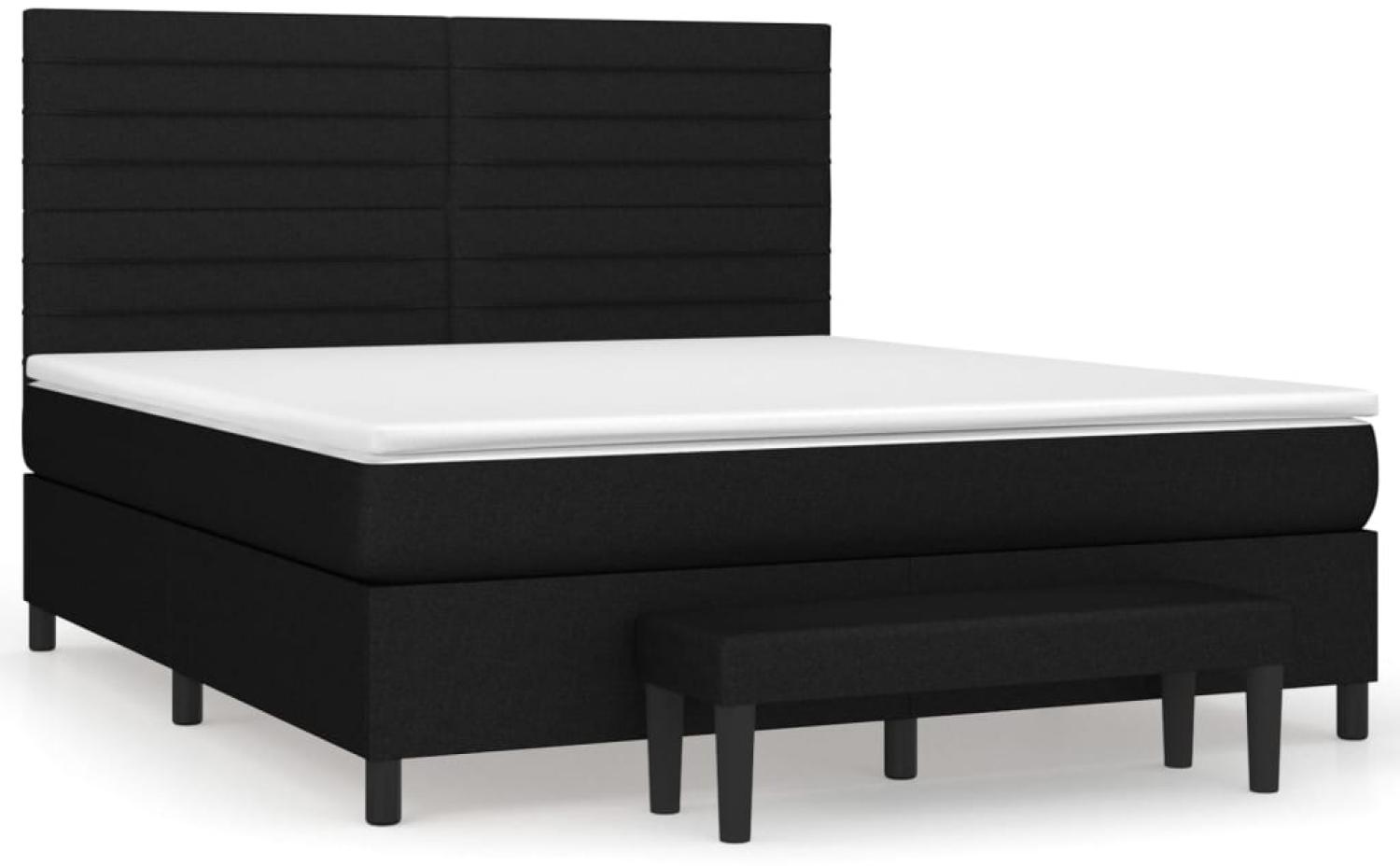 vidaXL Boxspringbett mit Matratze Schwarz 160x200 cm Stoff 3136687 Bild 1