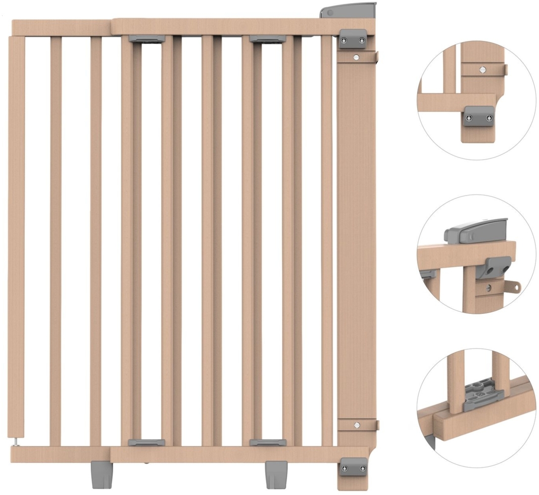 Geuther Türschutzgitter Oris zum Bohren 58-133 cm Natur, Barrierefreier Durchgang - für Erwachsene leicht zu öffnen Bild 1