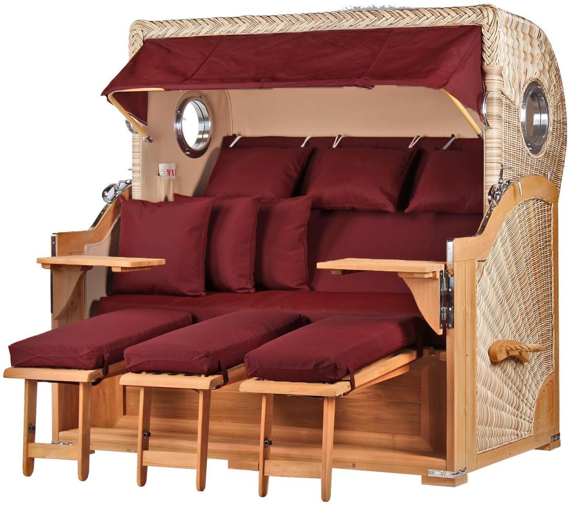 Strandkorb Komplettset - bene living - Königssee 3-Sitzer Teak - PE shell - Modell 550 - inkl. Liftersystem Bild 1