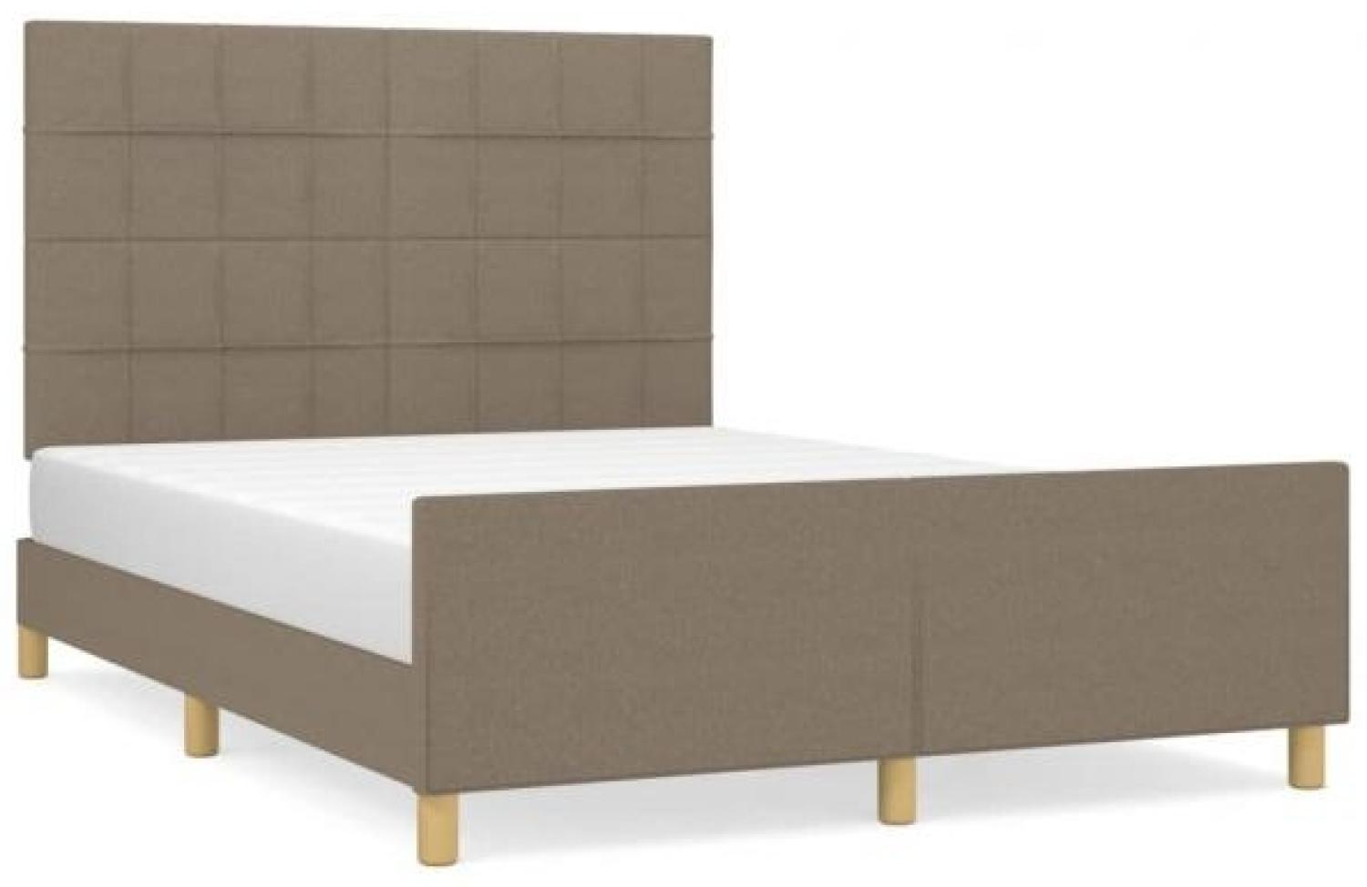 vidaXL Polsterbett mit Kopfteil Stoff Taupe 140 x 200 cm Bild 1