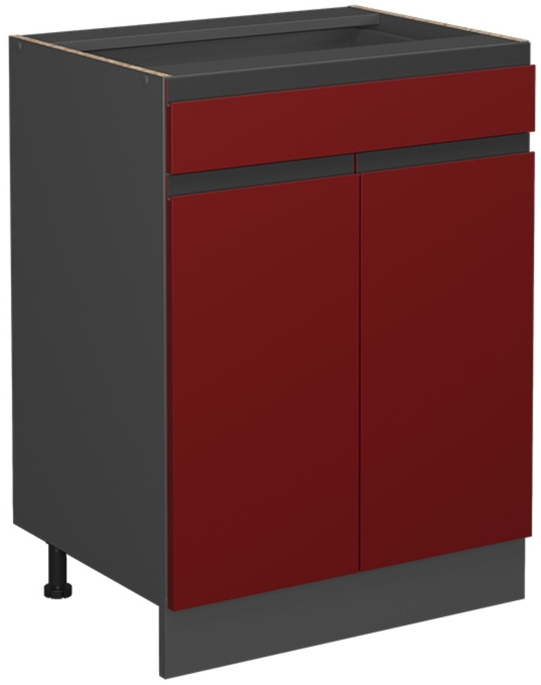 Küchenunterschrank R-Line Rot 60 cm J-Shape, mit Schublade, ohne Arbeitsplatte Vicco Bild 1