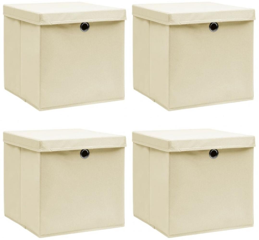 Aufbewahrungsboxen mit Deckel 4 Stk. Creme 32x32x32 cm Stoff Bild 1