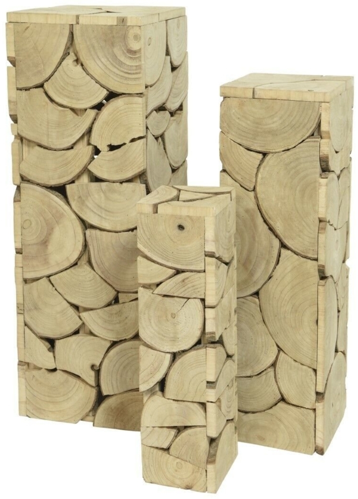 Kaemingk Dekoobjekt Säule Beistelltische Holz Zweige natur Geschenk H 80 cm 3-er Set Bild 1