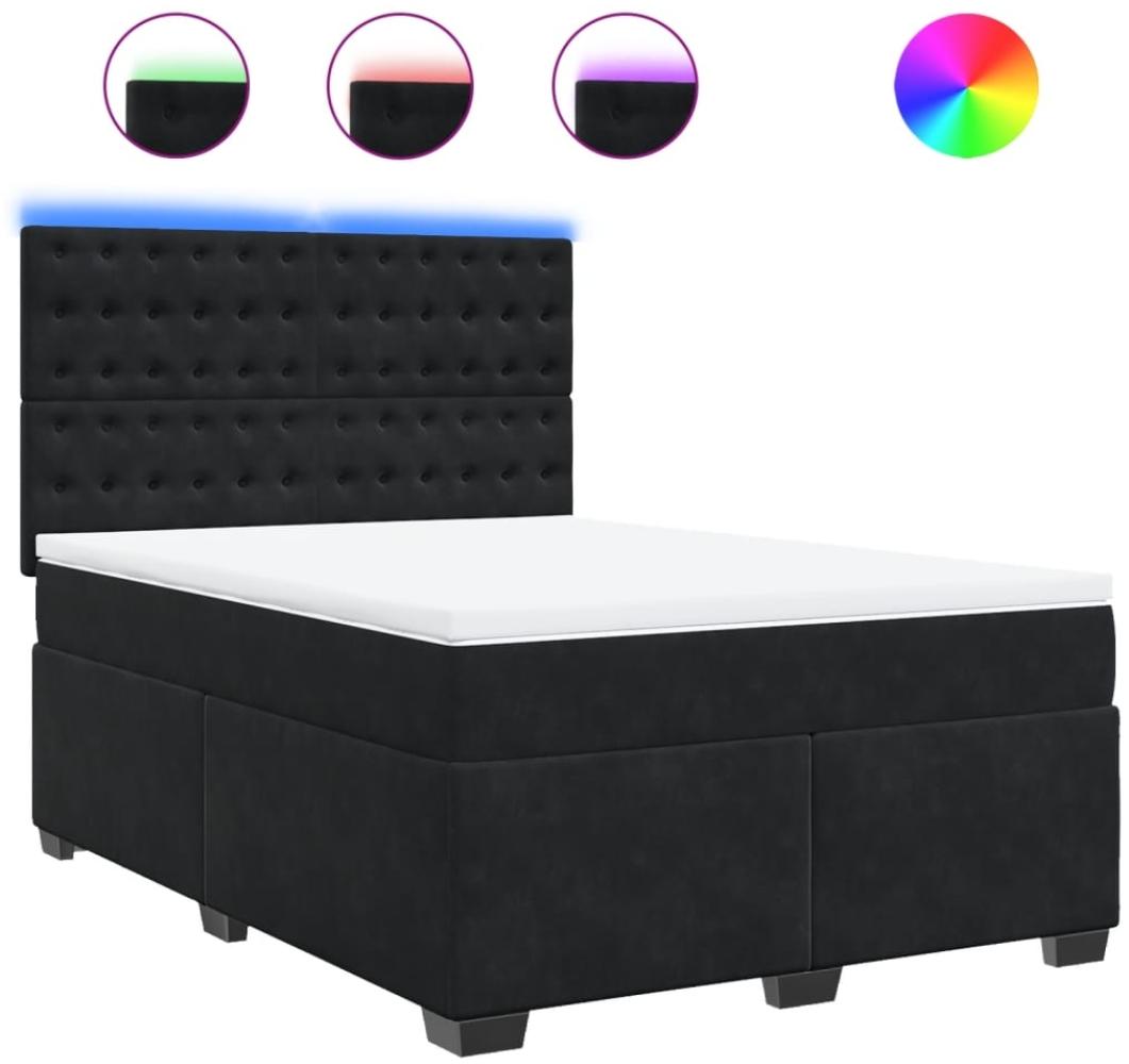 vidaXL Boxspringbett mit Matratze Schwarz 140x190 cm Samt 3293220 Bild 1
