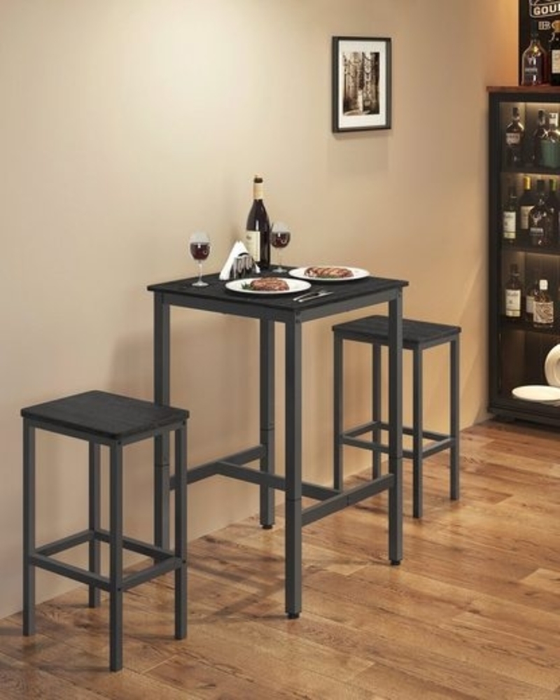 Songmics 'Vasagle' Bartisch hoch, mit Stahlgestell, Ebenholzschwarz-Schwarz, 60 x 60 x 92 cm Bild 1