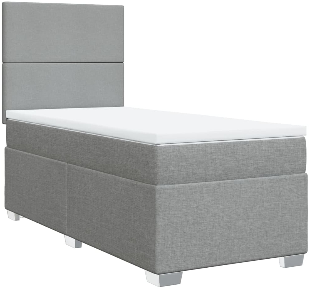 vidaXL Boxspringbett mit Matratze Hellgrau 100x200 cm Stoff 3290392 Bild 1