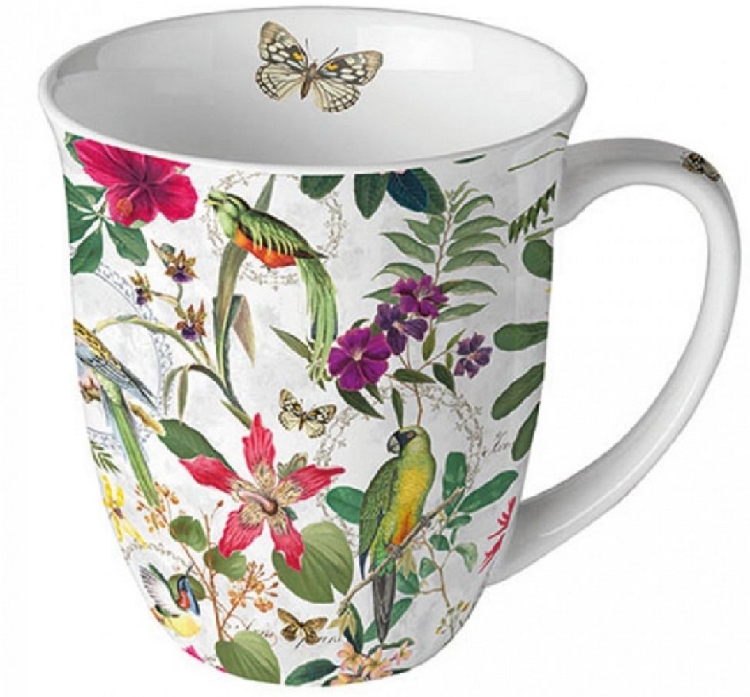 Ambiente Luxury Paper Products Becher Porzellan Mohn Wiese / Blumen, Pflanzen Mug Kollektion, Porzellan Tropischer Dschungel, Tasse -Tee/Kaffee - Ideal Als Geschenk Bild 1