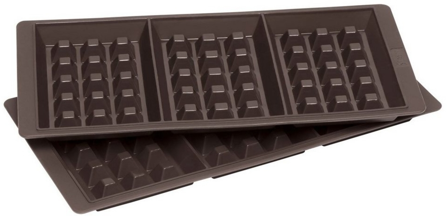 Lurch Backform für Waffeln 29x14,5 cm 3-fach 2er Set Silikon braun Bild 1