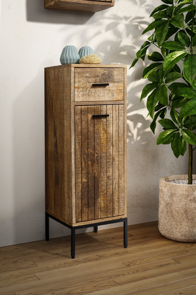 Badunterschrank 30x90cm 'Life' Mango & Metall schwarz Bild 1