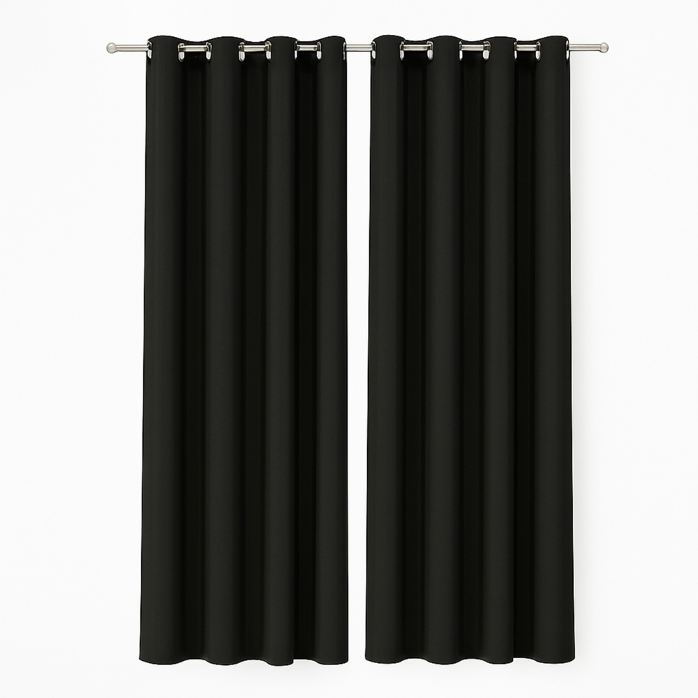 Gardine mit Ösen *** x *** cm ( Breite x Länge ) in ***, blickdichter Vorhang, Ösenvorhang in vielen Variationen 140x175 cm Schwarz Bild 1