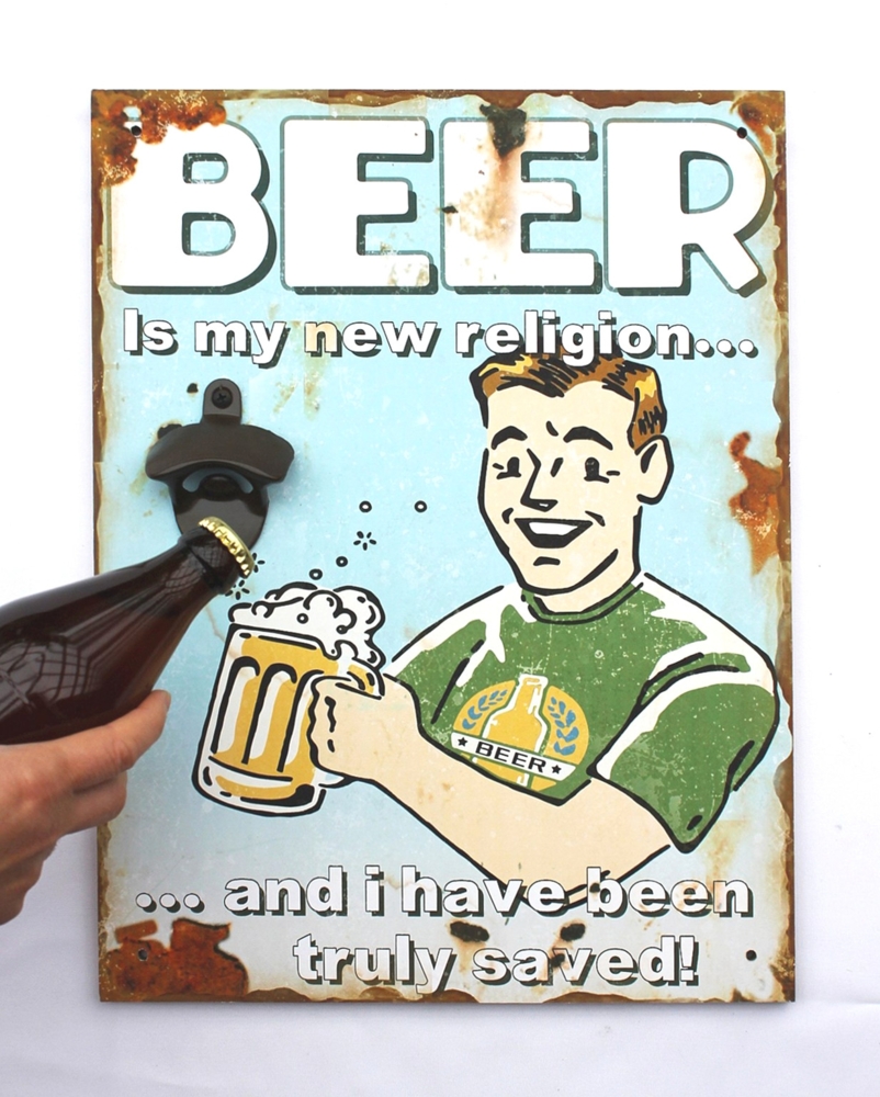 Wandbild Beer mit Flaschenöffner 40cm Bieröffner 21261 Blau Wandflaschenöffner Öffner Bild 1