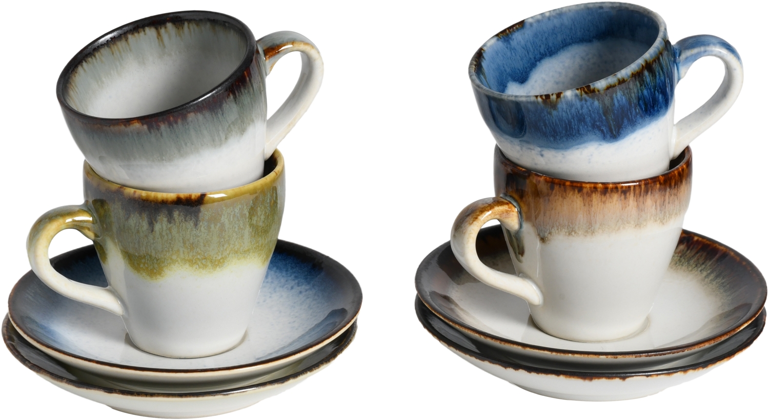 CreaTable Espressotasse Cascade Mix, Espresso-Set, 8-tlg, Steinzeug, Reaktivglasur Bild 1