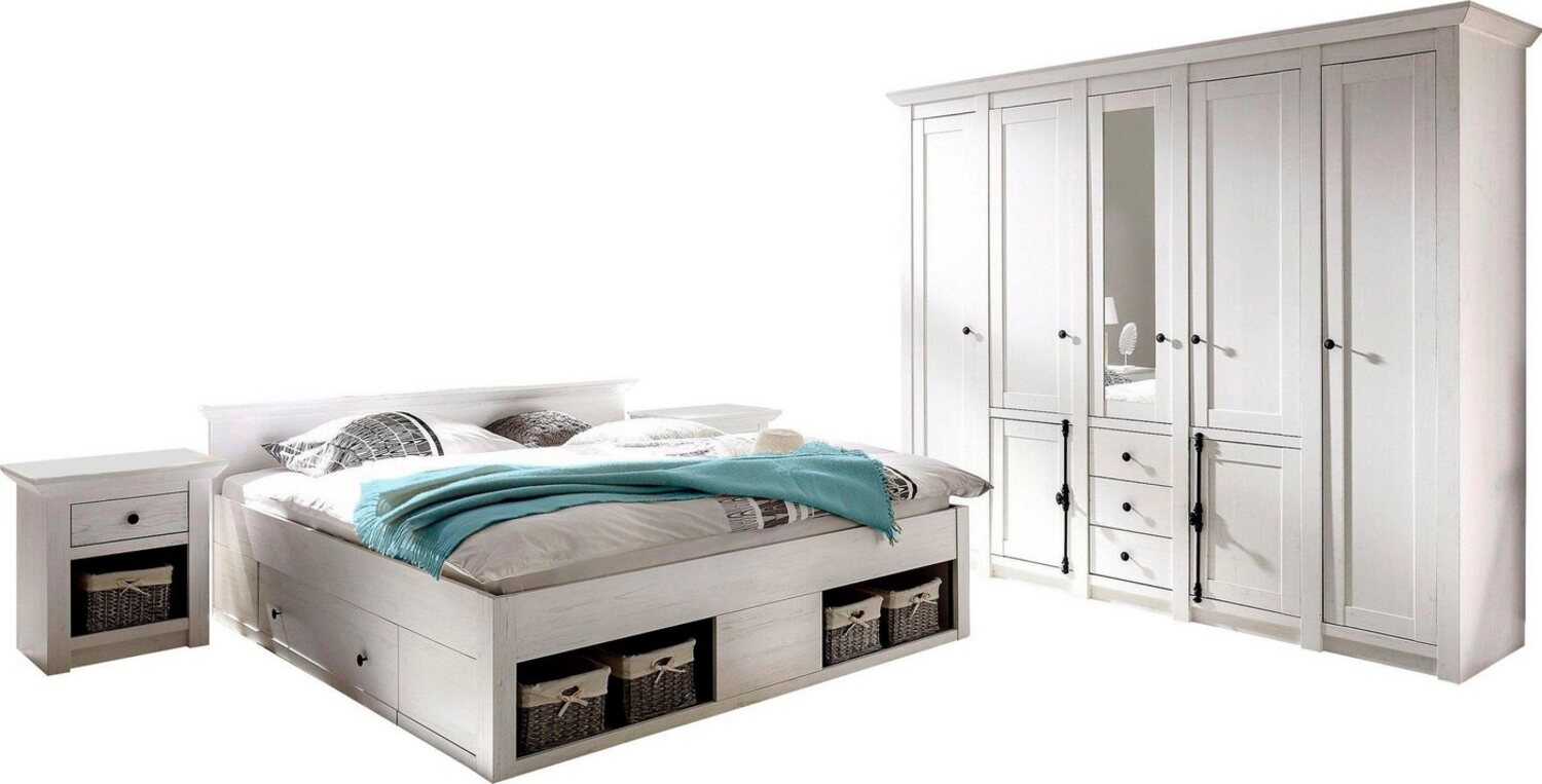 Home affaire Schlafzimmer-Set California, (Set, 4-tlg), groß: Bett 180 cm, 2 Nachttische, 5-trg Kleiderschrank Bild 1