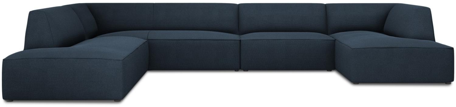 Micadoni 7-Sitzer Panorama Ecke links Sofa Ruby | Bezug Navy Blue | Beinfarbe Black Plastic Bild 1