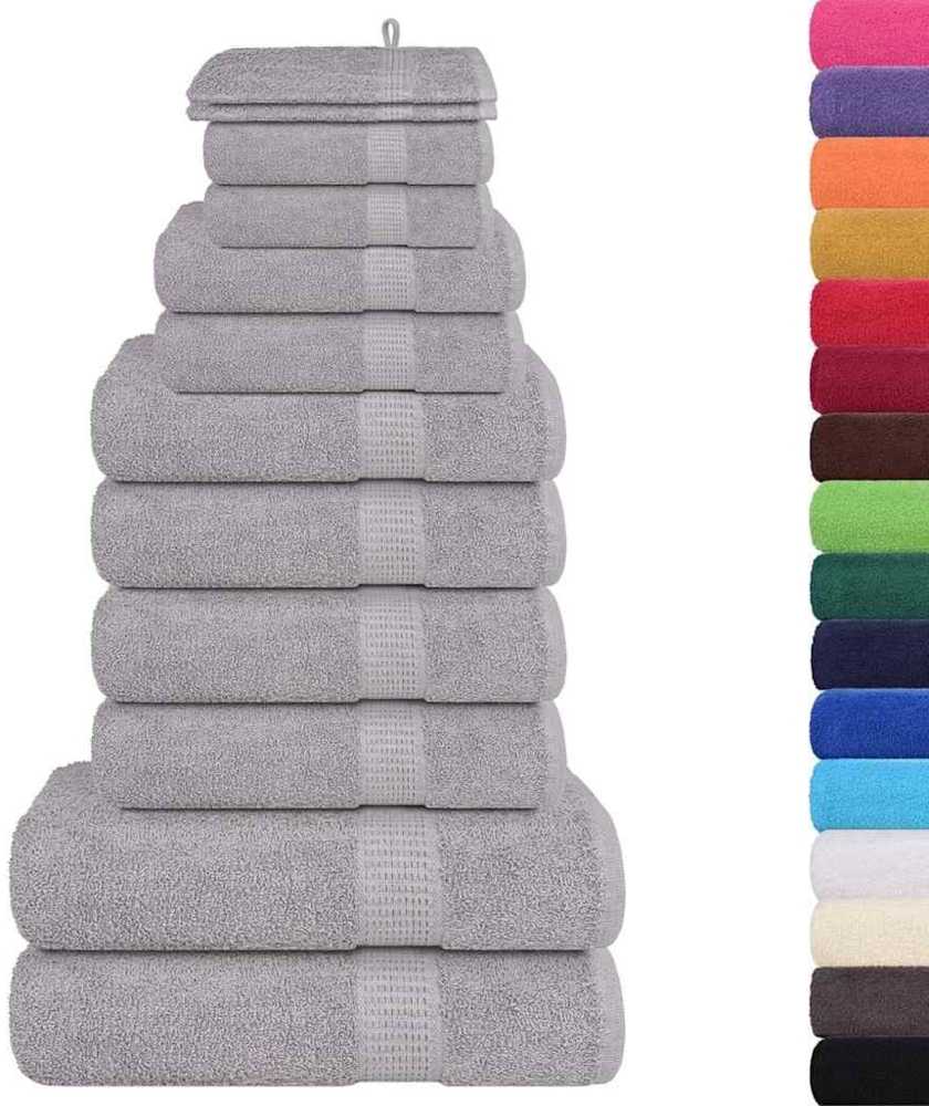 vidaXL 12-tlg. Handtuch-Set FROGN Grau 360 g/m² 137102 Bild 1