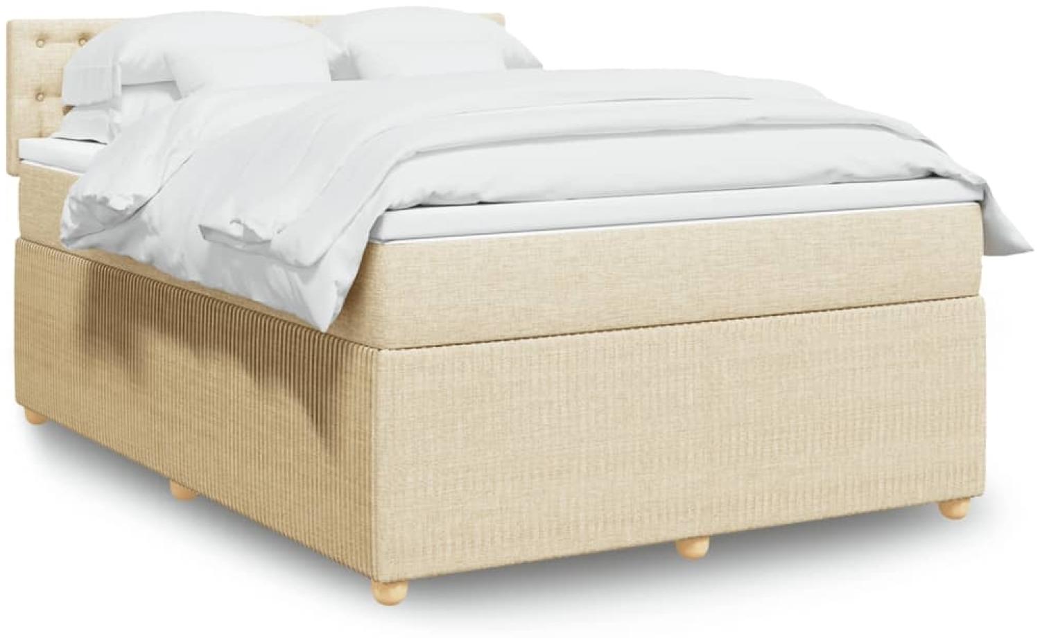 vidaXL Boxspringbett mit Matratze Creme 140x200 cm Stoff 3289798 Bild 1