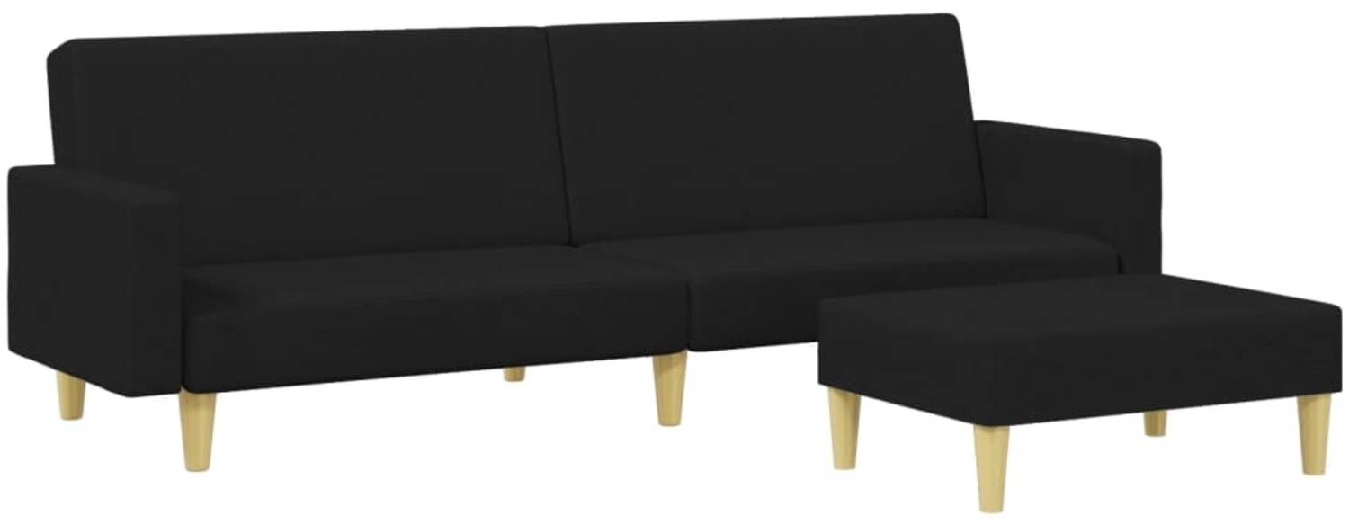 vidaXL Schlafsofa 2-Sitzer mit Fußhocker Schwarz Stoff 3216229 Bild 1