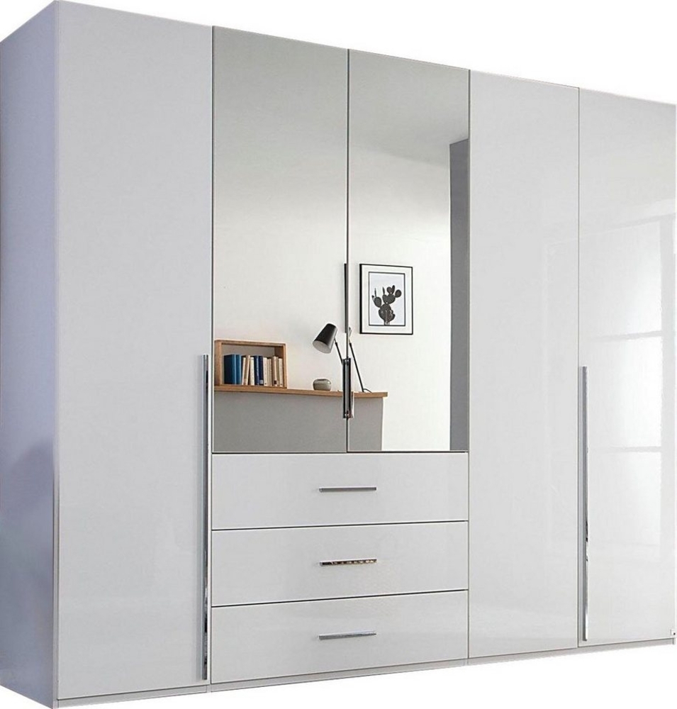 'Montclar' Drehtürenschrank mit Spiegel, Hochglanz weiß, 251 cm Bild 1